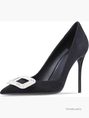 Pointed Toe Stiletto Heels Rhinestone Buckle Slip On Wedding Party Shoes